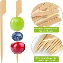 100Pcs Natural Bamboo Skewer Sticks, Wooden Barbecue Skewers For Appetizers, Fruit, Sausage, Snacks - BBQ Party Accessories,Christmas