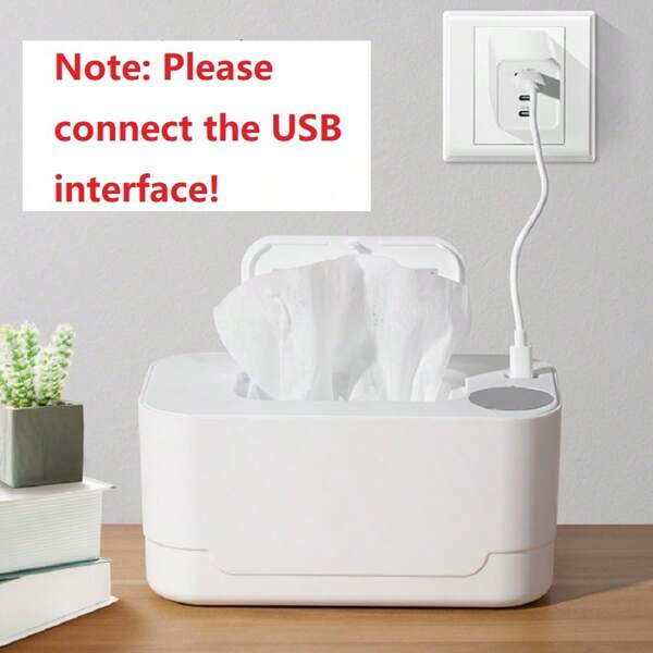 1pc USB Powered Wet Wipes Warmer, Wet Tissue Box Heater, Moist Towelette Moisturizer, Warm Wet Wipes Device, Portable Heated Wet Tissue Dispenser, USB Convenient