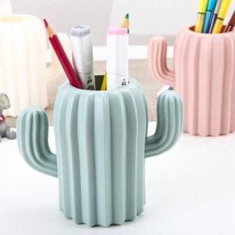 Set van 3 cactusvormige siliconen pennenhouders, multifunctionele bureau-organizer voor pennen, scharen en bloemstukken, te gebruiken als decoratie of als briefpapier, opbergruimte voor op kantoor, duurzame en herbruikbare opbergoplossingen, schoolbenodigdheden, terug naar school