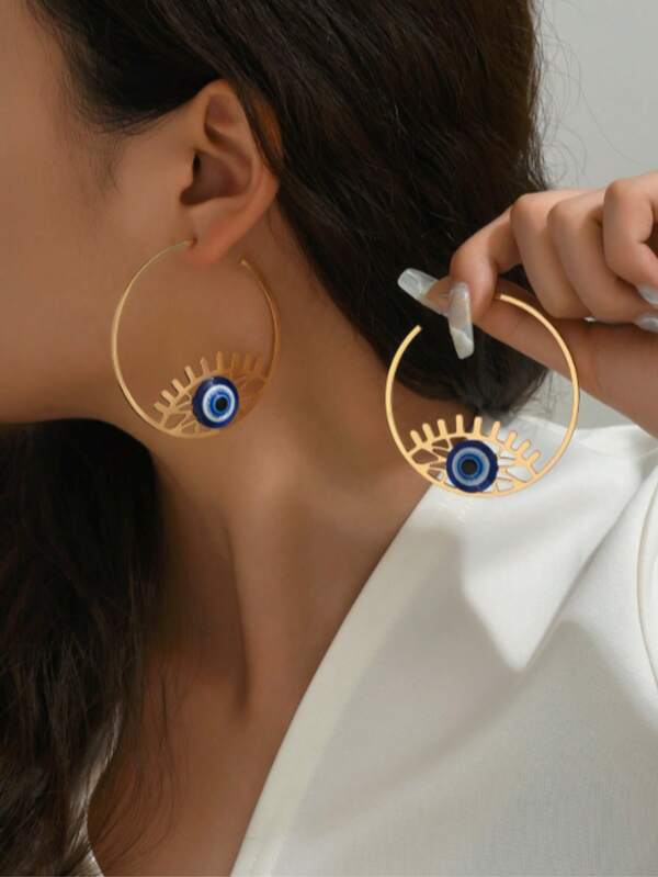 1 paire de boucles d'oreilles style gothique punk avec œil de démon, design exagéré pour fêtes et célébrations, pour femmes