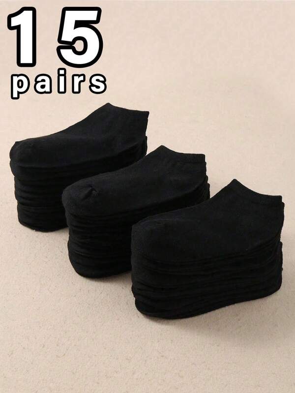 15 Pairs Of Children's Boat Socks In Black And White Are Suitable For Daily Sports Socks For Boys And Girls