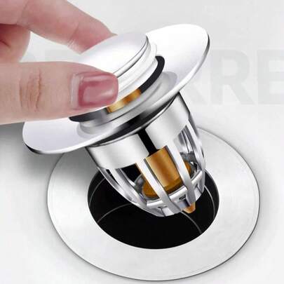 1/2件套浴室水槽防堵塞器（通用直径3.3厘米-4厘米）、弹簧式浴缸排水盖、塑料芯按压弹出式地漏、洗脸盆排水过滤器、家用下水道毛发收集器、餐厅和厨房食物残渣过滤器、浴室配件和小工具/家庭浴室必需品