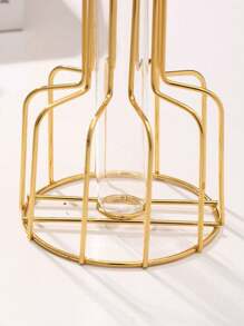 1pc Plain Flower Vase, Gold Iron Modern Vase, With Glass Tube, For Living Room Home Decor,Home Decor,Flower Vase,Centerpiece,Table Decor Rama Decoration