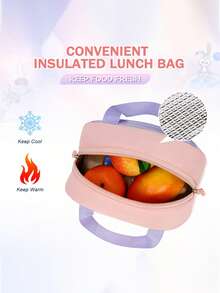 Set di 3 pezzi, zaino di moda con borsa termica e astuccio, design multi-scomparti di grande capacità, chiusura con doppia cerniera, cinghie antiscivolo con molletta sul petto, tasche laterali per bottiglia d'acqua e ombrello, adatto per uso quotidiano e viaggi, zaino in poliestere impermeabile, regalo per il ritorno a scuola, forniture scolastiche, leggero, portatile, con astuccio, carino, adatto per ragazze adolescenti, donne, studenti universitari, perfetto per il ritorno a scuola, il primo giorno di scuola, la scuola elementare