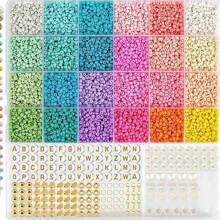 Juego de hacer pulseras con cuentas de vidrio de 24 colores, adecuado para niñas y adultos, set de pulseras de la amistad con cuentas con letras, para manualidades y regalos DIY