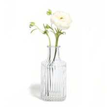 Madebyblanc 1 pièce ou 3 pièces/set Vases en verre, vases petits lâches, mini vases nervurés, vases décoratifs centraux, vases transparents rétro pour décoration de table, mariage, fête, réception, décoration de la maison
