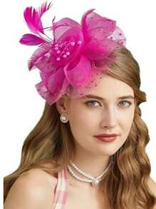 1 buc Fascinator cu pene, petrecere de ceai, elegante, Kentucky Derby, pălării, cutie de pilulă, cocktail, nuntă, mireasă, fascinatoare, bandă de susținere pentru femei și fete, cadou de ziua de naștere de Ziua Mamei, chestii școlare, elegant, toamnă