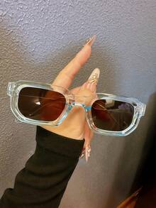 1 pieza/6 piezas Gafas de mujer de montura pequeña y cuadrada vintage, un accesorio polivalente para fotografías, casual, apto para fiestas, uso diario, viajes y ocasiones festivas - Multicolor - Ver 6