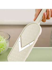 1 pieza Cortador y picador de vegetales de acero inoxidable, cortador de vegetales y frutas, cortador de vegetales multifuncional de plástico para col, cebolla, etc., cortador manual de alimentos de hoja recta, herramienta de cocina duradera - Multicolor - Ver 5