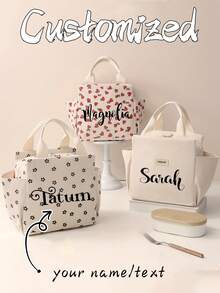 Customized Corduroy Lunch Bag, Custom Text And Name Large Capacity Insulated Lunch Bag, Soft Reusable Material, Portable Lunch Bags With Top Double Handles And Zipper, Multifunctional Insulated Lunch Box Bag,Lunch Box Bag For Men And Women, School Lunch Box, Picnic Bag For Bento Box, Ideal For School, Work, Camping, Office, Fall - Multicolor - View 11