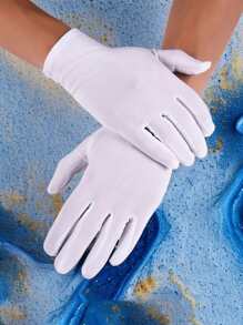 Guantes elásticos de espándex blanco para conducir, actuaciones y baile; guantes industriales ultradelgados para hombres y mujeres.