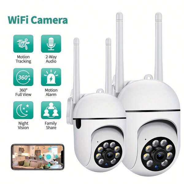 1080P Security Camera, Indoor And Outdoor Monitoring, Supports 2.4GHz WIFI With Full-Color Night Vision, Spotlight And Speaker, For Indoor And Outdoor Home Security System, Rotation/Tilt/Zoom, Motion Tracking - Very Suitable For Young People, The Elderly And Pets, Compatible With Alexa, Wireless Control, Home Security System, Speaker Functionality, Security Camera, Christmas, Thanksgiving Giftction