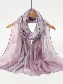 1 件印花头巾，优雅简约清新设计女式围巾，轻便头巾适合日常佩戴、祈祷（Abaya）、所有季节 - 淺粉紫色 - 查看 5