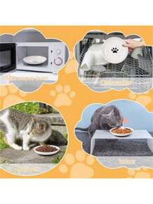 Ceramic Cat Bowl With Paw Prints, Pet Bowl