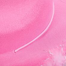 Womens Cowboy Hat, Adult Solid Color Furry Trim Wide Brim Hat Female Cap For Dating Party - Fur-trimmed Silver-thread Cowboy Hat - View 5