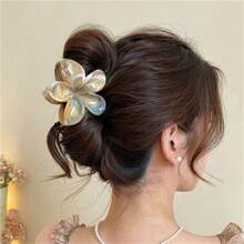 3pcs Colorful Tie-Dye Lily & Hydrangea Design Simple Elegant Claw Hair Clips, Versatile Beach Style For Women Hair Accessories Elegant Hair Claw Women Claw Clips