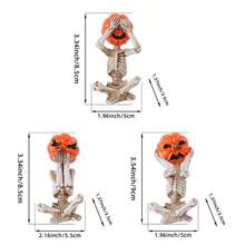 3pcs Pumpkin Head Skull Figurine Decoration Home Halloween Horror Doll Decoration Scene Props Party Supplies Home Decor Room Decor Halloween Decor