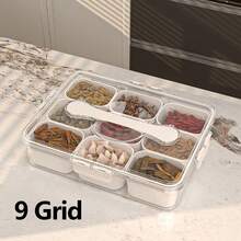 1pc Transparent Crisper Box With Lid, 4/8/9 Compartments Capacity, Divider Storage Dinner Plate, Divider Storage Box With Handles, Fridge Storage Box With Removable Snack Box, Spice, Dry Ingredients, Candy, Vegetable, Fruit, Nut Storage Box, Kitchen Food Storage Box, Suitable For Family, Travelling, Party, Picnic,(Do Not Clean In The Dishwasher) - Multicolor - View 14