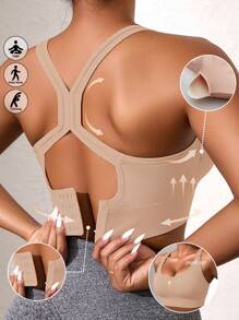 Juego de 3 sostenes deportivos de mujer en negro, azul y rosa con espalda con forma de cruz, cómodos para usar en casa y al aire libre, con sujeción, transpirables y cómodos, sostenes con push up sexy, ropa interior deportiva, top de yoga, sujetador sin aros, lencería para el gimnasio