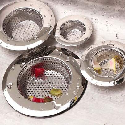 1/4pcs Stainless Steel Kitchen Sink, Sewer Filter Screen, Sink Floor Drain Filter Screen, Vegetable Washing Basin, Hand-Washing Sink Anti-Clogging Net