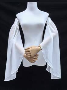 1 对白色和黑色雪纺泡泡袖袖口，松紧抽绳中长袖装饰，适合新娘礼服秋季配饰 - 彩色 - 查看 11