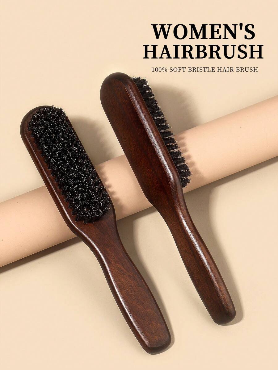 Boar Bristle Slick Back Hair Brush - Soft/Medium Smoothing Hairbrush To Style, Polish, & Lay Hair Down Flat To Create A Sleek Frizz Free Hairstyle For Women And Men - Wooden Handle, Back To School, Travel Holiday Essentials, For Women, Brush, Detangling Brush, Ball Brush, Mini Hair Brush Set, Wooden Comb, Slick Back Brush, Hairbrush, Edge Brush Hair Comb, Hair Brush Set, Brush, Hair Brush, Barber, Hairdressing Equipment, Hair Brush, Brush Hair Brush Set, Comb Hair, Comb For Curls, Detangling Brush, Hair Brush For Women, Barbershop, Hairdressing Equipment