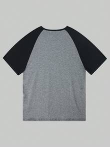 ALTZTAR Men's Raglan Henley Neck Short Sleeve T-Shirt, Casual Retro - Grey - View 3