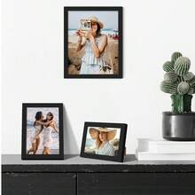 Bộ 3/5/10 khung ảnh gỗ treo tường khổ A4 10x15 15x20 20x25 Khung ảnh để bàn và treo tường, trang trí ảnh, quà tặng kỷ niệm - màu đen - Xem 4