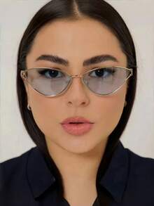 新款复古个性小框猫眼时尚眼镜男女款 Y2g 科技感街头风眼镜时尚百搭户外沙滩派对海洋镜片时尚眼镜 - 彩色 - 查看 2