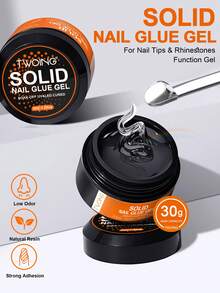 TWOING 30g Solid Nail Glue Gel For False Nail Tips, Huge Capacity Press On Nail Glue Strong Adhesive Solid Rhinestone Glue Gel For Salon Art DIY At Home, Need UV Light Cured - Trong sáng - Xem 11