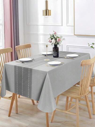 Mantel rectangular 100% impermeable de PVC, mantel de mesa de vinilo resistente al aceite y a los derrames, limpiable y para uso interior y exterior (Gris claro)