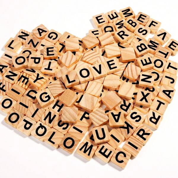 1 Set Of 144pcs Wooden English Alphabet Blocks, Suitable For Family Gathering Games, Crossword Puzzles, Handcraft DIY Wooden Gifts, Christmas Gifts, Holiday Decoration DIY Coasters