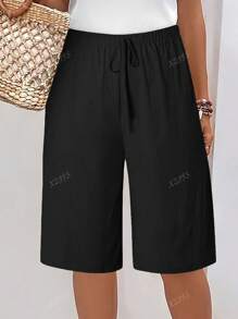 Short décontracté femme de couleur unie et ample