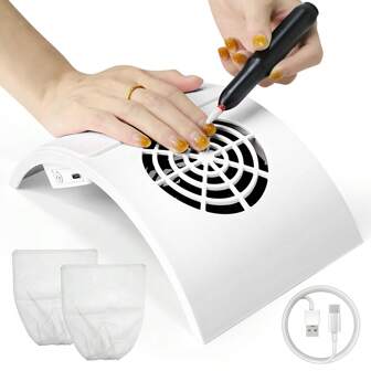 LIMEGIRL Nail Dust Collector, Entry-Level Mini Vacuum Fan Dust Collector With Reusable Filter, Suction-Type Nail & Pedicure Tool, Suitable For Acrylic Nail Polishing, Salon And Home Use