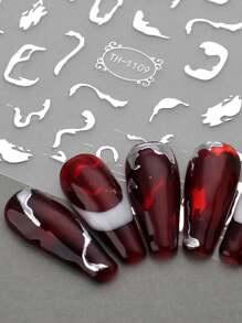 2 piezas de pegatinas de uñas con líneas de mármol plateadas, diseños irregulares con llamas y líneas metálicas plateadas, autoadhesivas, accesorios de manicura de arte de uñas estilo Y2K para puntas francesas