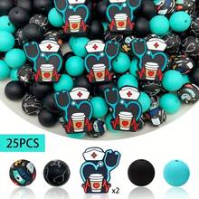 25/56PCS Multi-Size 2D Nurse Series Silicone Beads Set, Adult DIY Accessories, Suitable For DIY Beaded Pens, Earrings And More, Perfect As Holiday Birthday Gift Beads & Bead Assortments - 2D Nurse Series - View 19