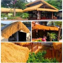 Synthetic Thatch Rolls - Plastic Artificial Mexican Palm Roof Thatch, PE Thatch Carpet, Suitable For Patio, Garden, Gazebo And Landscape Wall Decor, Durable Synthetic Mexican Palm Thatch Rolls - Durable Polyethylene, UV-Resistant, Suitable For Outdoor Deck, Roof Waterproof Patio Roof - Create A Lush Tropical Oasis, Lawn Alternative