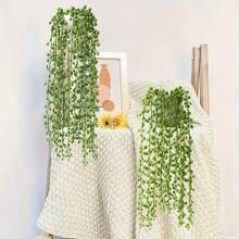 1/2 Stück, 75 cm, künstliche hängende grüne Pflanze - aus weichem Gummimaterial hergestellt, geeignet für Haus und Außenbereich, Büro, Hochzeit, Party, Balkon und Garten - wartungsfrei, einfach zu reinigen. Grüne Kombi-Set für den Nationalfeiertag von Saudi-Arabien. Geeignet für den Nationalfeiertag von Saudi-Arabien und die Rückkehr zur Schulsaison, Herbstdekoration, Herbst