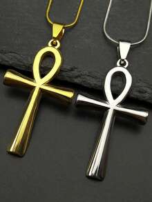 Egyptian Cross Ankh Key Of Life Pendant Necklace Stainless Steel Gold Color Amulet Religious Chain Necklaces Jewelry Gift - Necklace - View 6