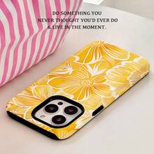 Funda para teléfono 1 pieza Flores Película dos en uno: duradera, absorbente de golpes y compatible con 16, 15, 14, 13, 12, 11, Plus, Pro, - Colores mixtos 1 - Ver 4
