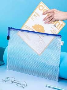 3 pezzi Borse a rete con zip a 5 colori, misure A3/A4/A5, borse porta zip di varie dimensioni, borse con zip impermeabili per conservazione, documenti, biglietti, cartoleria, elaborati d'esame, quaderni (colori casuali), per il ritorno a scuola, forniture scolastiche