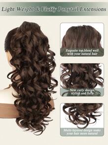 Extensión de cola de caballo de 16 pulgadas con pinza garra, extensión de cabello natural y sintético rizado y ondulado, accesorio de cabello para uso diario de mujeres
