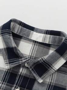 Balabala Boys Plaid Flannel Shirt 2025 New Thick Cozy Jacket - Black and White - View 3
