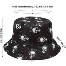 Unisex Reversible Bucket Hat For Beach And Fishing - Skull Black - View 11