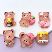 10pcs Mixed Honey Pot Bear Flat Back Stickers, DIY Scrapbooking, Wedding Decorations, Suitable For Making Earrings, Hair Accessories, Jewelry, Resin Crafts (Jewelry Making For Adults Aged 14+) - Multicolor - View 3