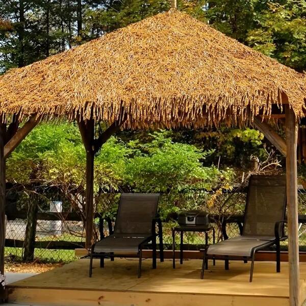 Synthetic Thatch Rolls - Plastic Artificial Mexican Palm Roof Thatch, PE Thatch Carpet, Suitable For Patio, Garden, Gazebo And Landscape Wall Decor, Durable Synthetic Mexican Palm Thatch Rolls - Durable Polyethylene, UV-Resistant, Suitable For Outdoor Deck, Roof Waterproof Patio Roof - Create A Lush Tropical Oasis, Lawn Alternative
