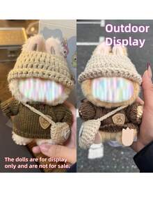拉布布衣服，拉布布适用衣服，娃娃衣服（无娃娃）17厘米娃娃适用衣服，17厘米娃娃手工钩针3件套，娃娃衣服，高档娃娃服装及配饰，时尚娃娃衣服 - 彩色 - 查看 4