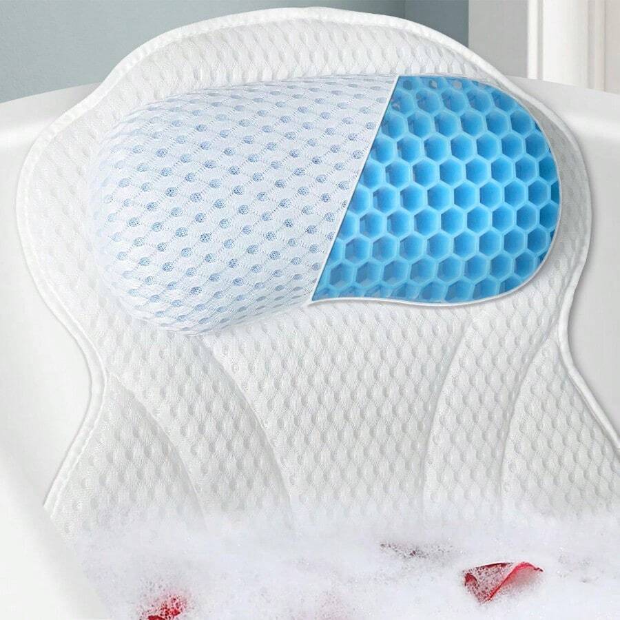New Style Bathtub Bath Pillows For Tub Bath Tub Pillow Headrest With Ergonomic TPE Bathtub Pillow For Neck Back Support With Strong Suction Cups Hook - 白色 - 查看 1