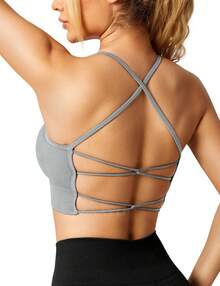YEOREO Women Sports Bra Crossback Fitness Gym Bra Removable Breast Pad Yoga Tops Knitted Seamless Sportswear