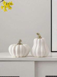 1pc Pumpkin Shaped Ceramic Decoration Piece, Minimalist & Modern, Suitable For Desk, Office, Home Decor, Essential Halloween Decoration & Gift